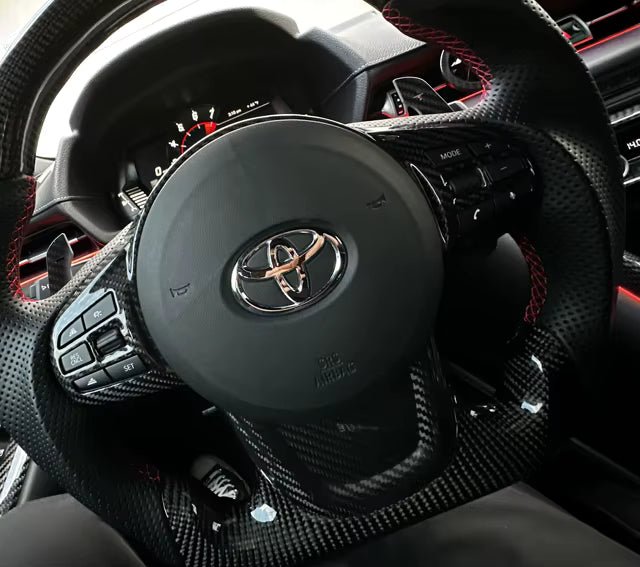 Carbon Fiber Interior Steering Wheel Trim Panel Covers - Toyota GR Supra A90