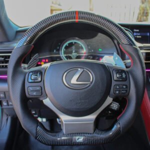 Carbon Fiber Steering Wheel w/ Red Stripe - Lexus IS250/350 & RX350