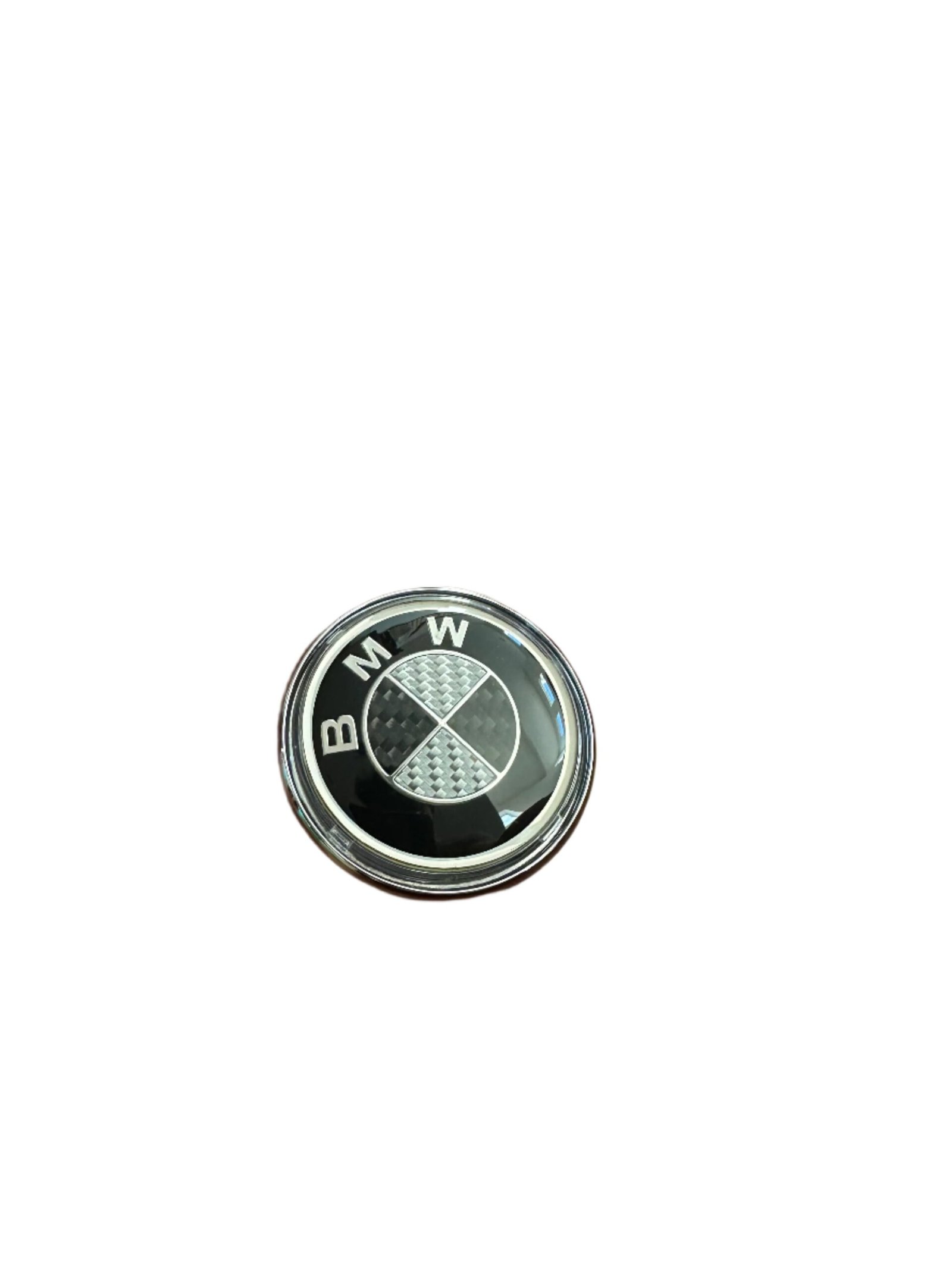 BMW Black Carbon Fiber Emblem Roundel Floating Wheel Caps - BMW