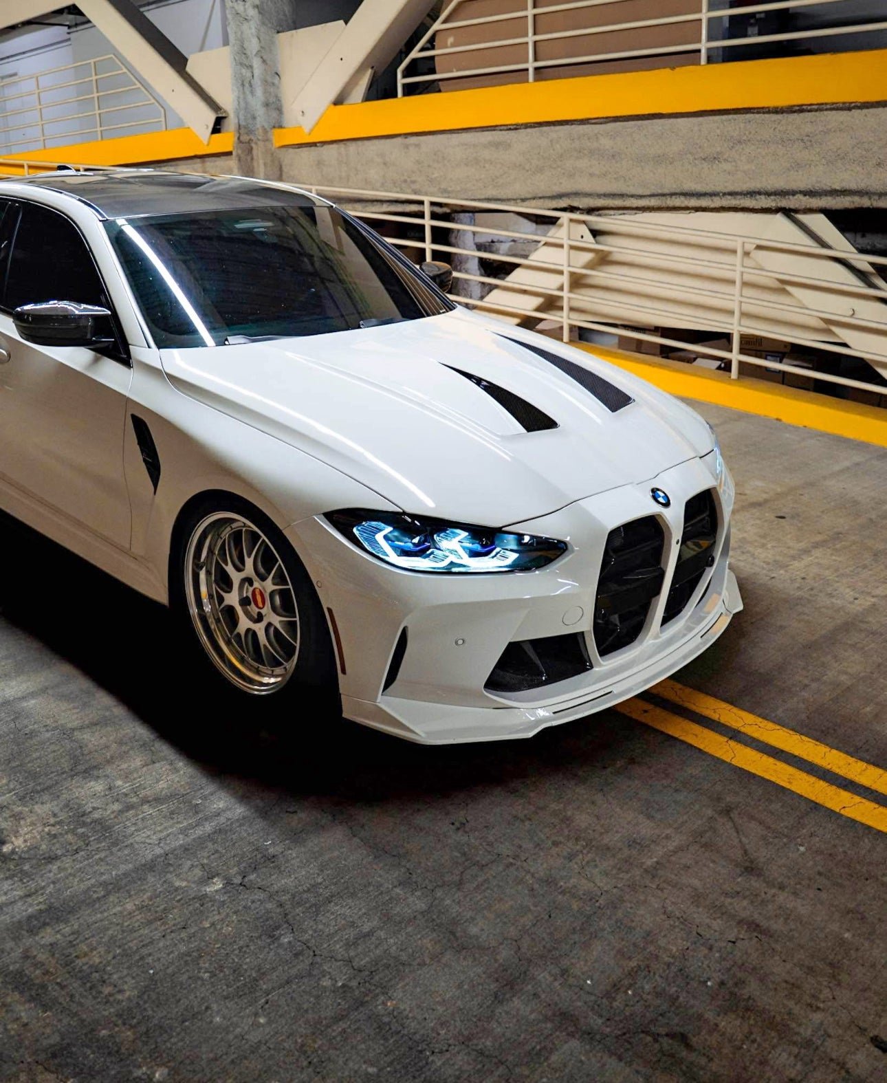 Laser Style upgrade Complete Headlight Set OEM White and CSL Yellow / Amber Switchable drl color - BMW G8X G80 M3 G82 M4 G22 4 Series 2021-2024