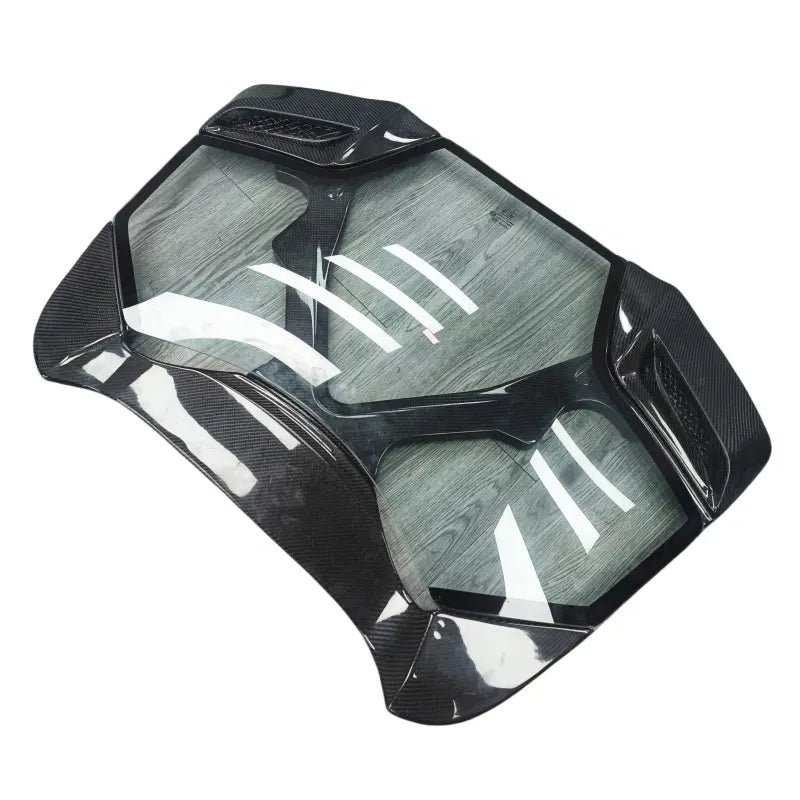 Carbon Fiber Rear Engine Bonnet cover w/ Transparent Window - Ferrari 488 Spyder