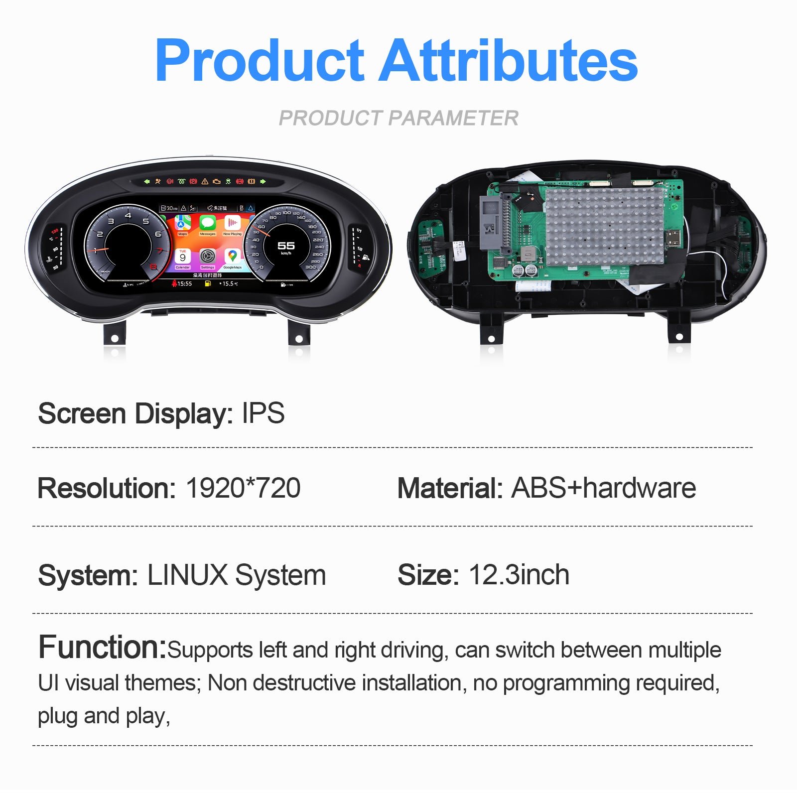 LCD Instrument Linux System With Carplay Car Digital Cluster Auto Virtual Cockpit - Audi A3 2014-2020