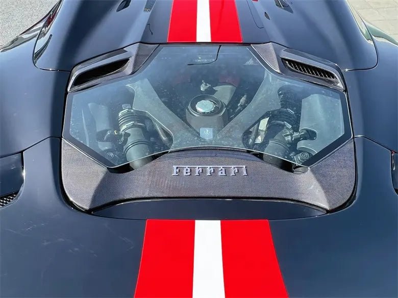 Carbon Fiber Rear Engine Bonnet cover w/ Transparent Window - Ferrari 488 Spyder