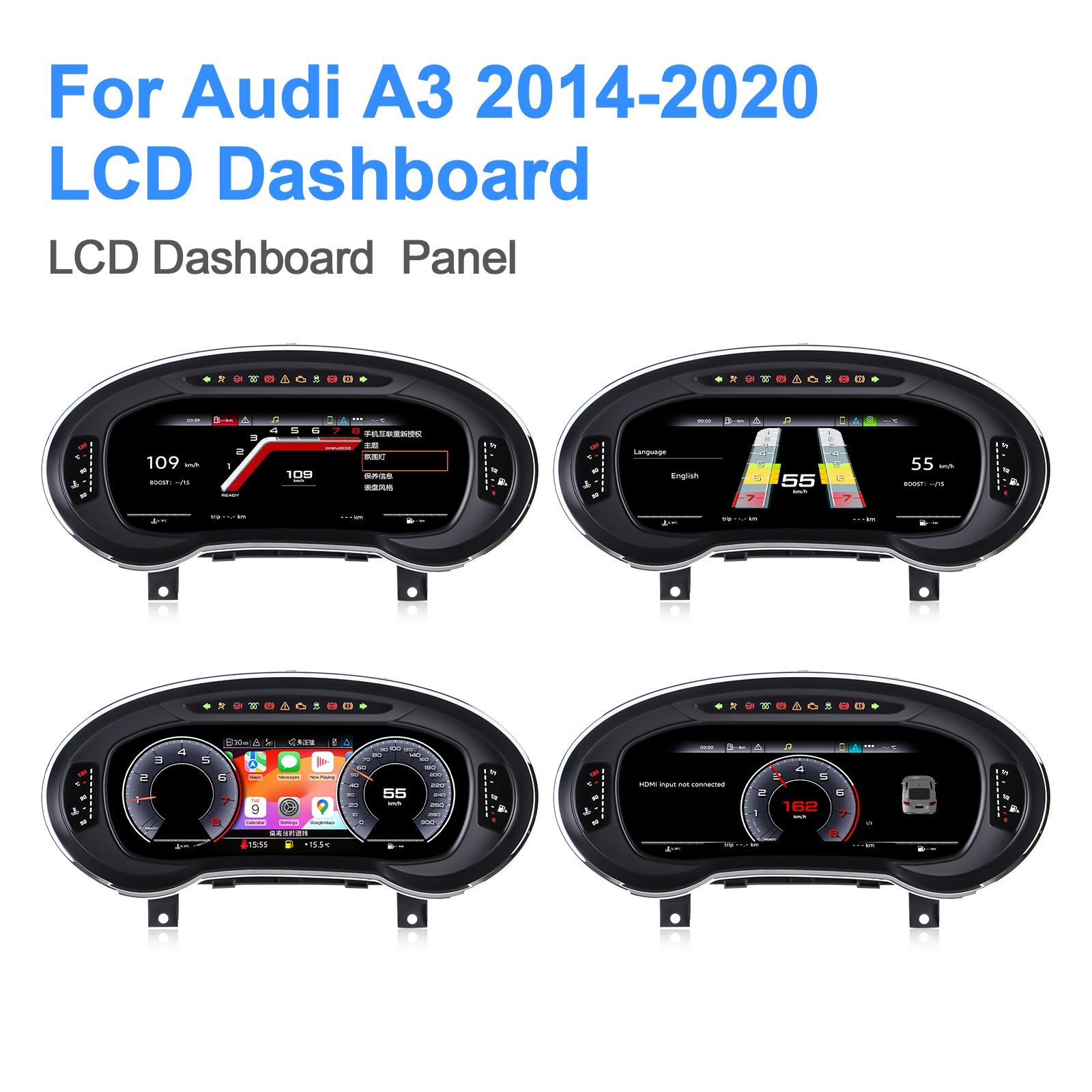 LCD Instrument Linux System With Carplay Car Digital Cluster Auto Virtual Cockpit - Audi A3 2014-2020