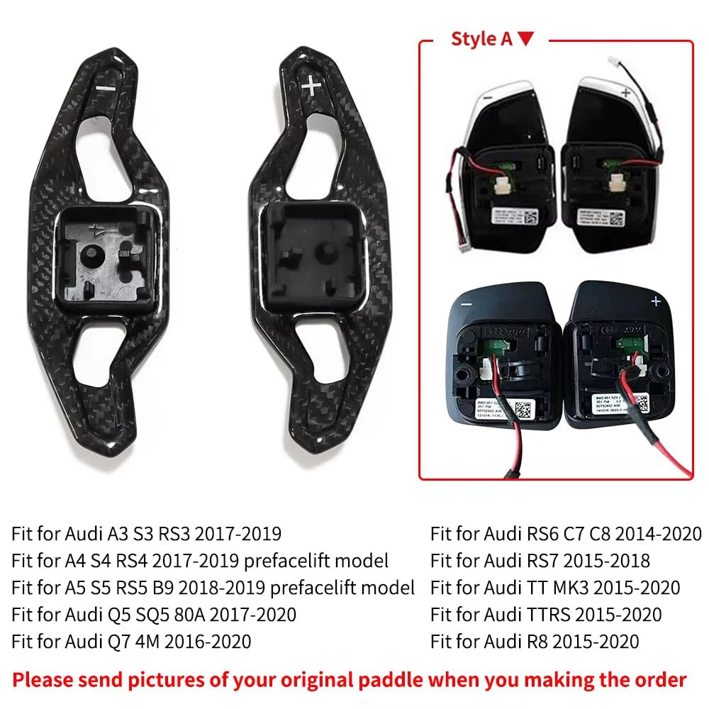Carbon Fiber Paddle Shifters - lamborghini Urus / Audi A3 S3 RS3 A4 S4 A5 S5 A6 S6 A7 S7 A8 R8 Q3 Q5 Q7 TT TTS TTRS SQ5 B9 - 图片 6