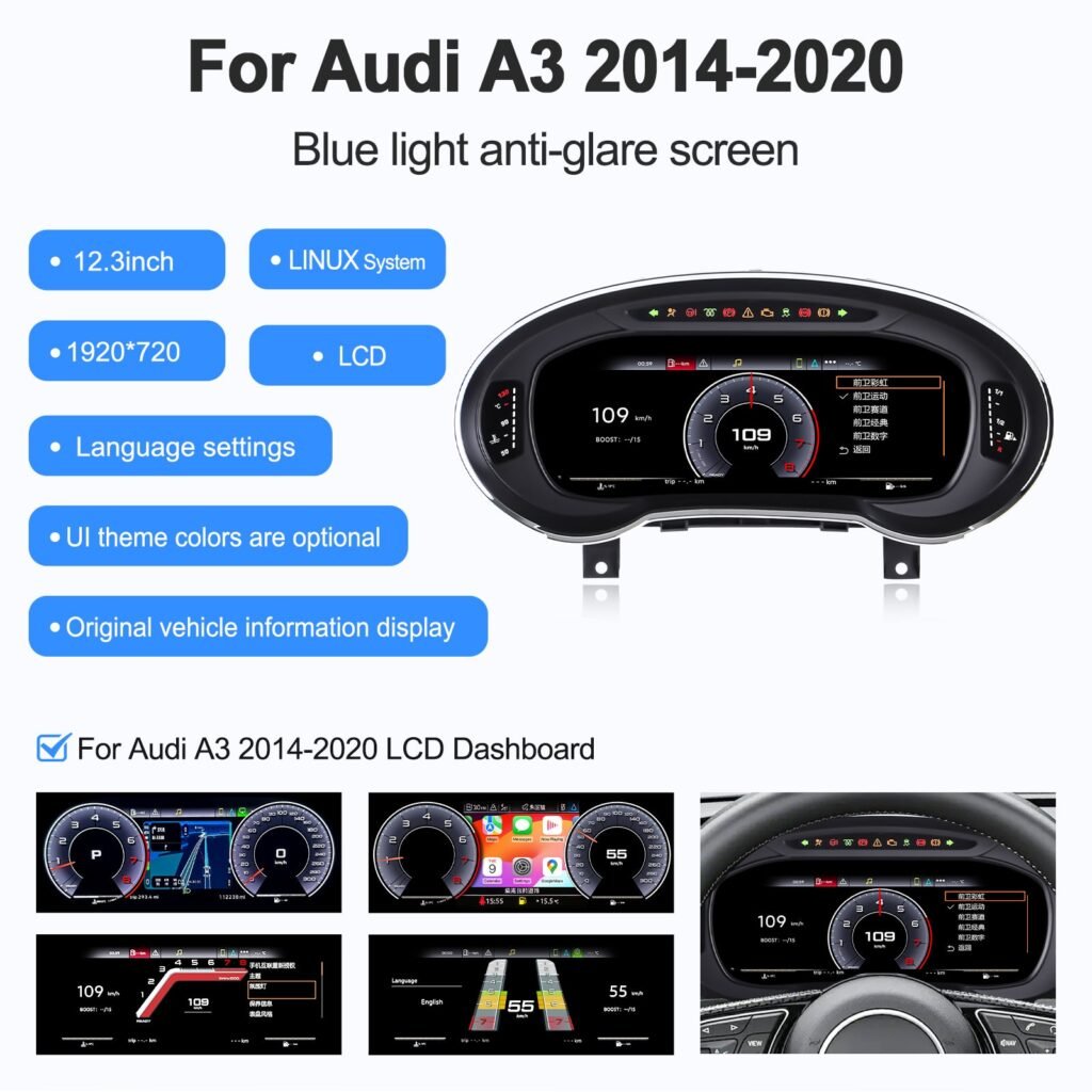LCD Instrument Linux System With Carplay Car Digital Cluster Auto Virtual Cockpit - Audi A3 2014-2020