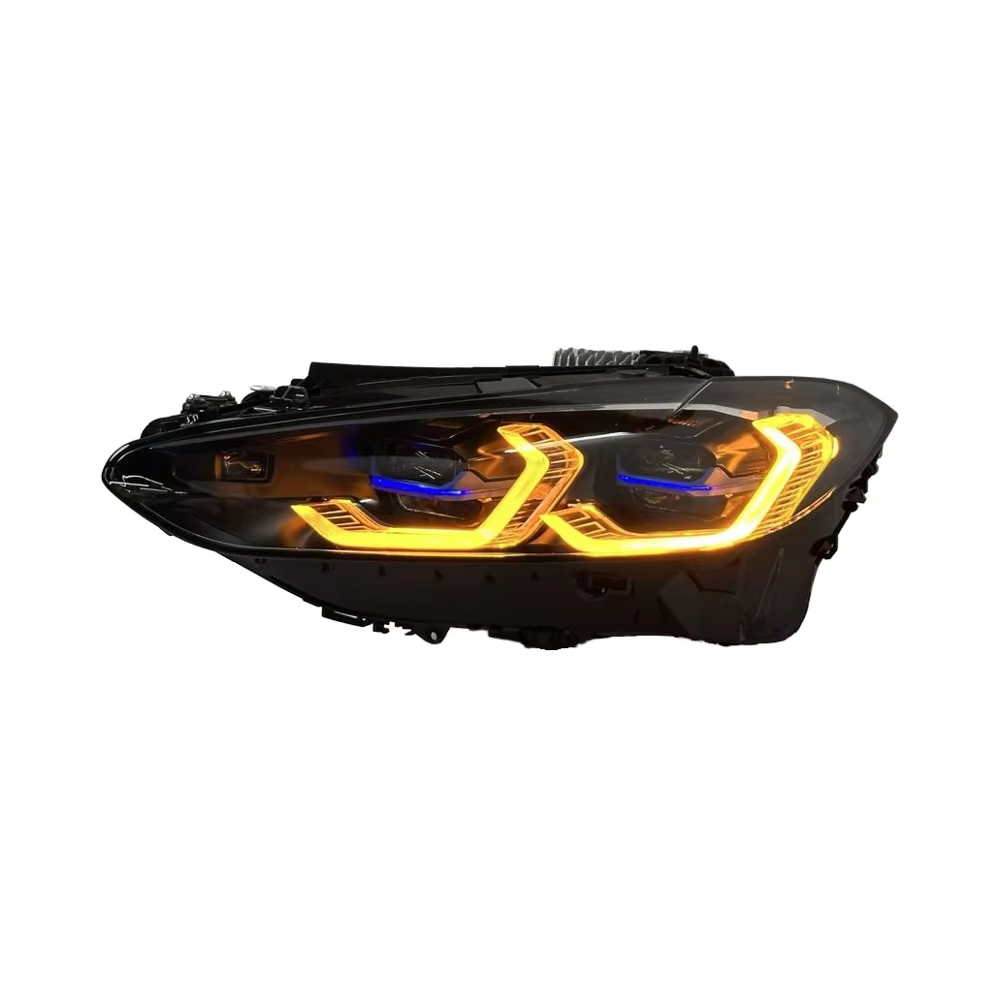 Laser Style upgrade Complete Headlight Set OEM White and CSL Yellow / Amber Switchable drl color - BMW G8X G80 M3 G82 M4 G22 4 Series 2021-2024