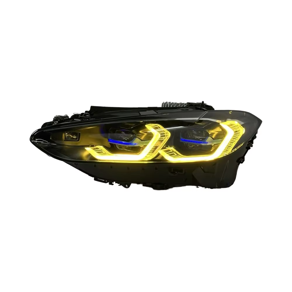 Laser Style upgrade Complete Headlight Set OEM White and CSL Yellow / Amber Switchable drl color - BMW G8X G80 M3 G82 M4 G22 4 Series 2021-2024
