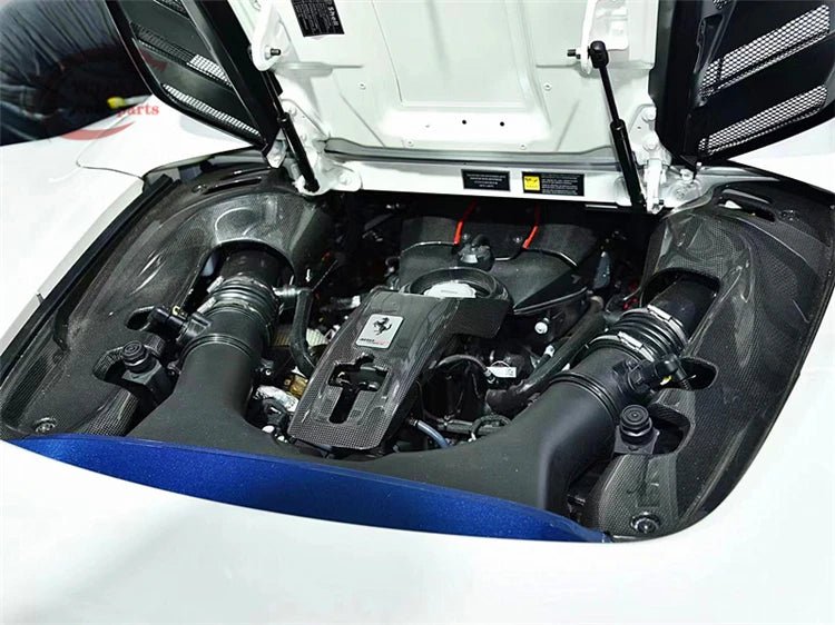 Dry Carbon Fiber Engine Bay Cover Set - Ferrari 488 GTB coupe spider