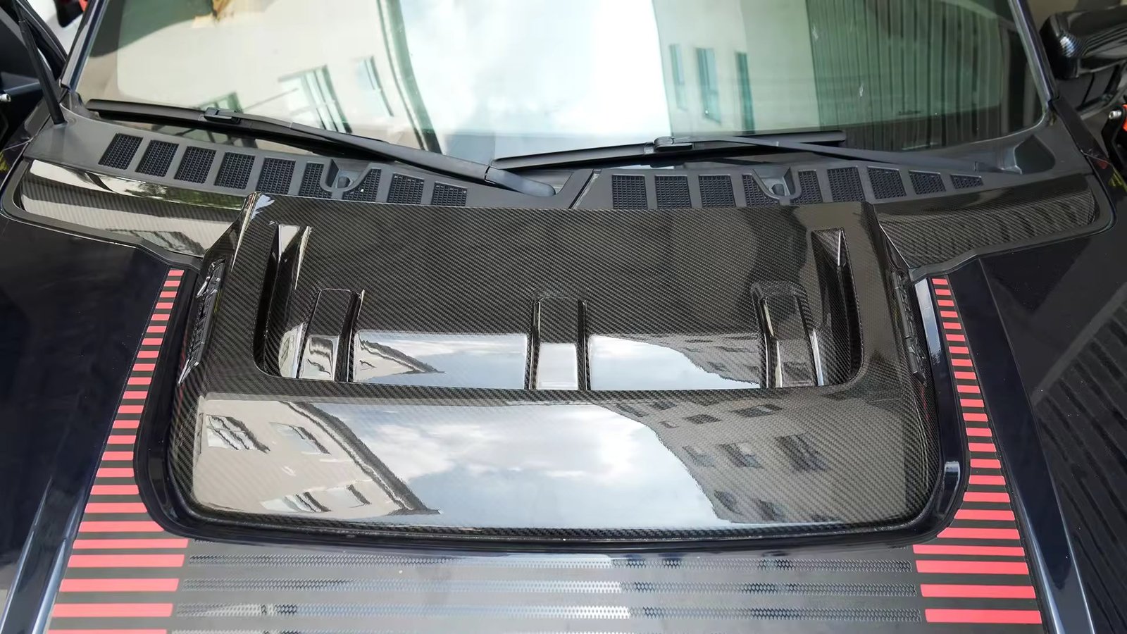 Carbon Fiber Engine Hood Cover Trim - Ford F-150 Raptor 2021-2025 - Image 3