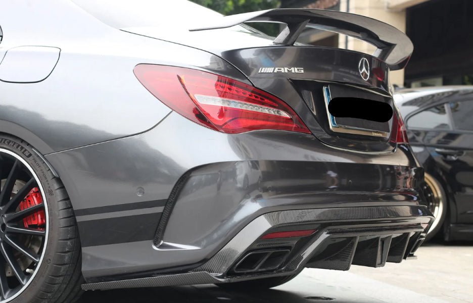 Paktechz Prepreg Carbon Fiber Rear Bumper Diffuser w/ LED & Side Canard - Mercedes Benz W117 C117 CLA220 CLA250 CLA260 CLA45 2013-2018