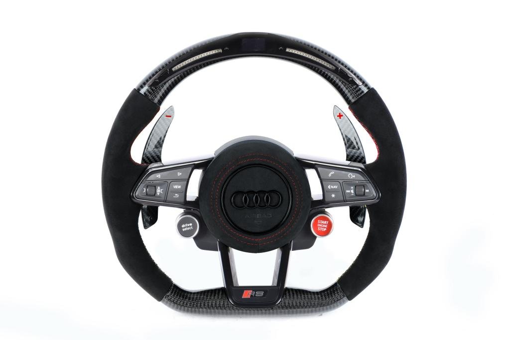 Alcantara Carbon Fiber Steering Wheel w/ Red Ascents - Audi R8 - 图片 2