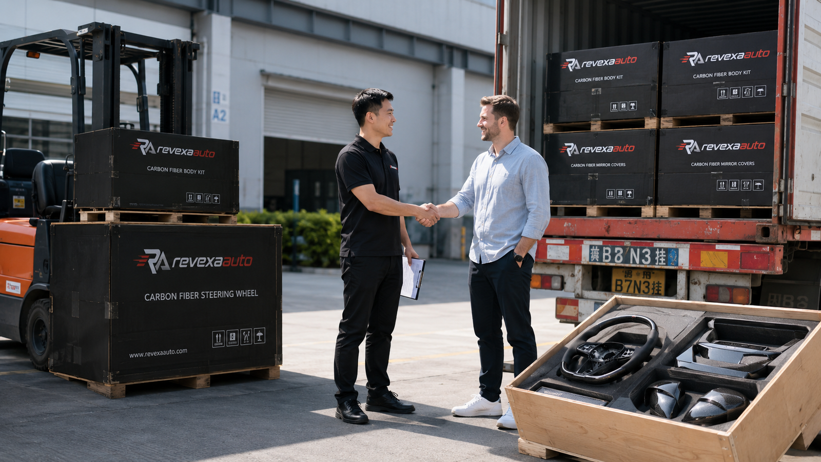 Automotive parts prepared for export delivery