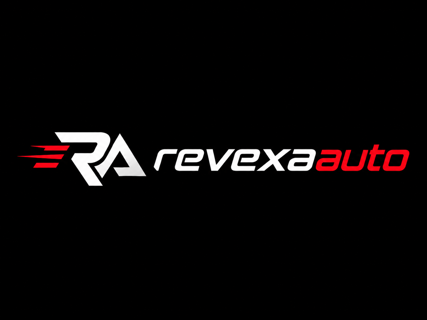 RevexaAuto white and red logo for dark backgrounds