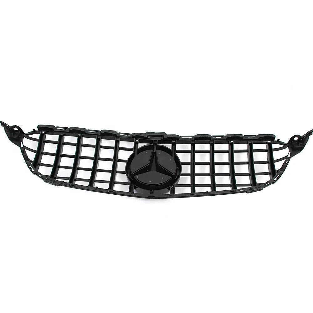 Gloss Black GT Style Front Grille W/ Emblem For Mercedes Benz W205 2015-2018 C-Class C300