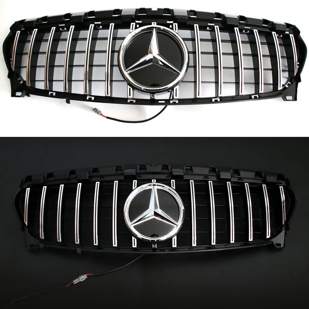 Gloss Black w/ Chrome GT Style Front Grile - Mercedes Benz W117 CLA-Class CLA200 CLA250 2013-19