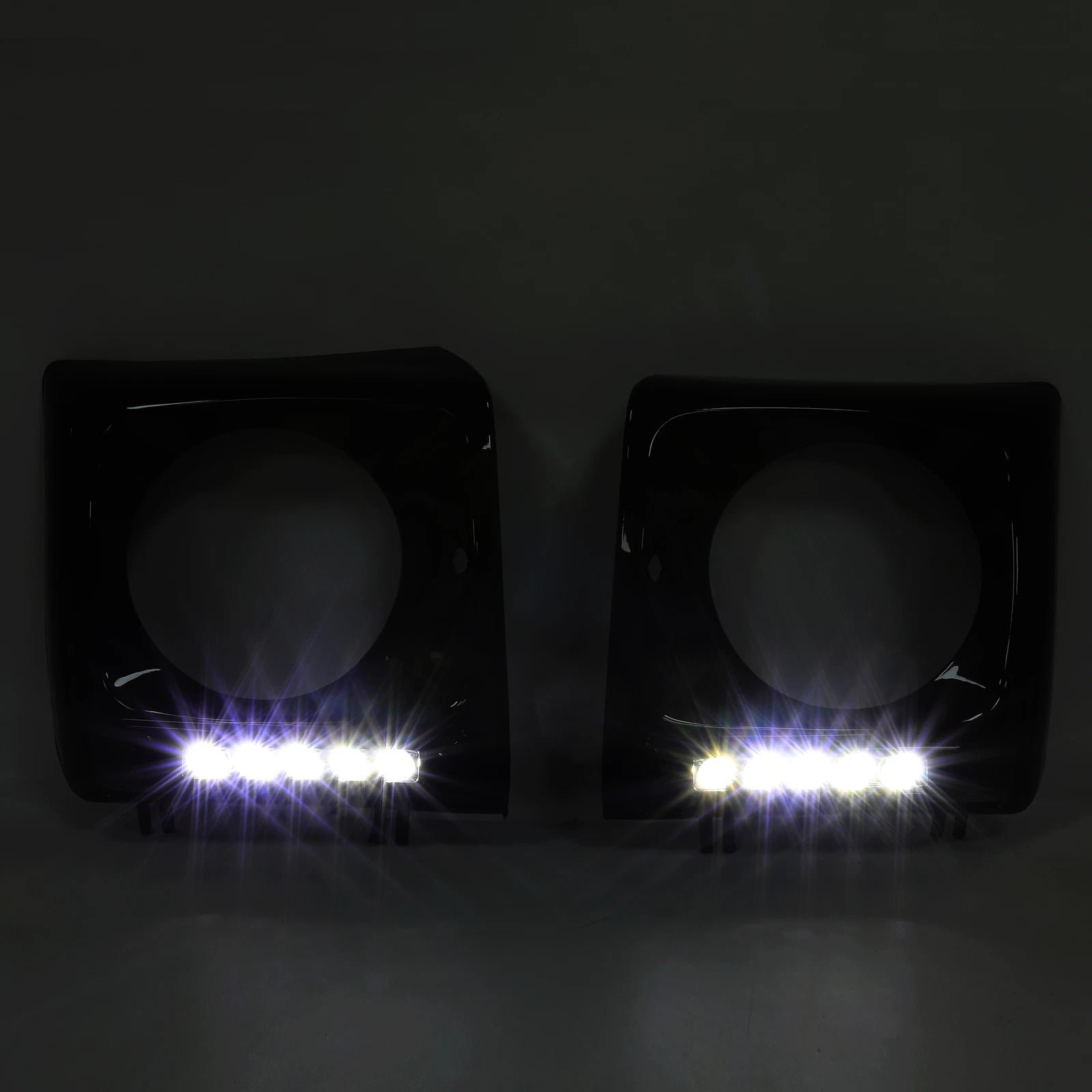 Black Headlight Bezel w/ LED DRL - 1990-2018 Mercedes W463 G63 Wagon G500
