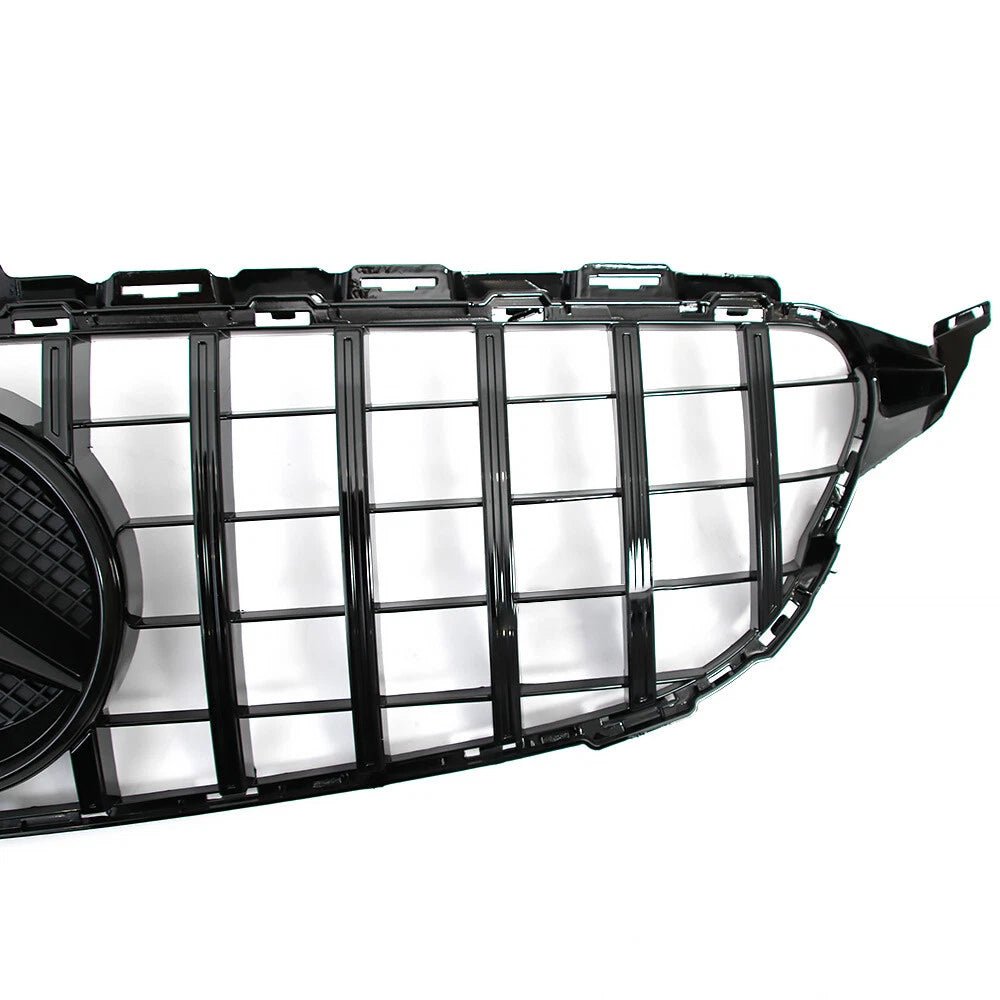 Gloss Black GT Style Front Grille W/ Emblem For Mercedes Benz W205 2015-2018 C-Class C300