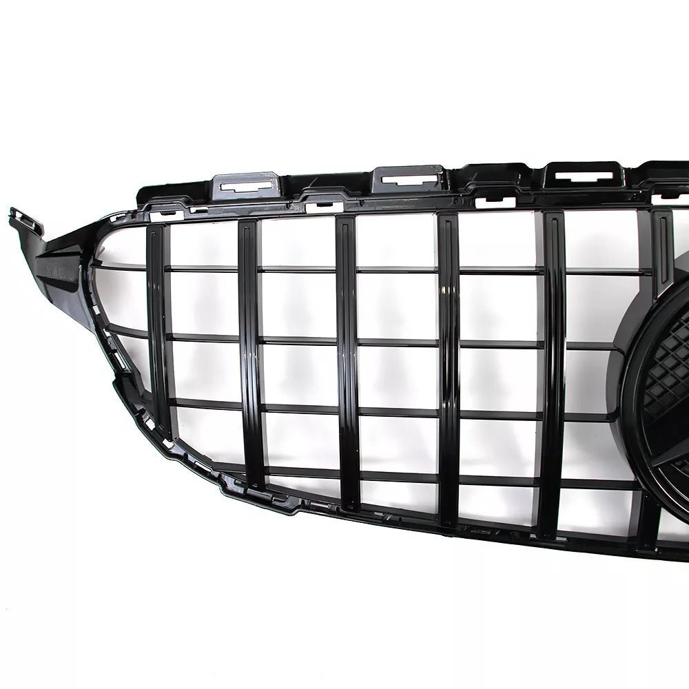Gloss Black GT Style Front Grille W/ Emblem For Mercedes Benz W205 2015-2018 C-Class C300