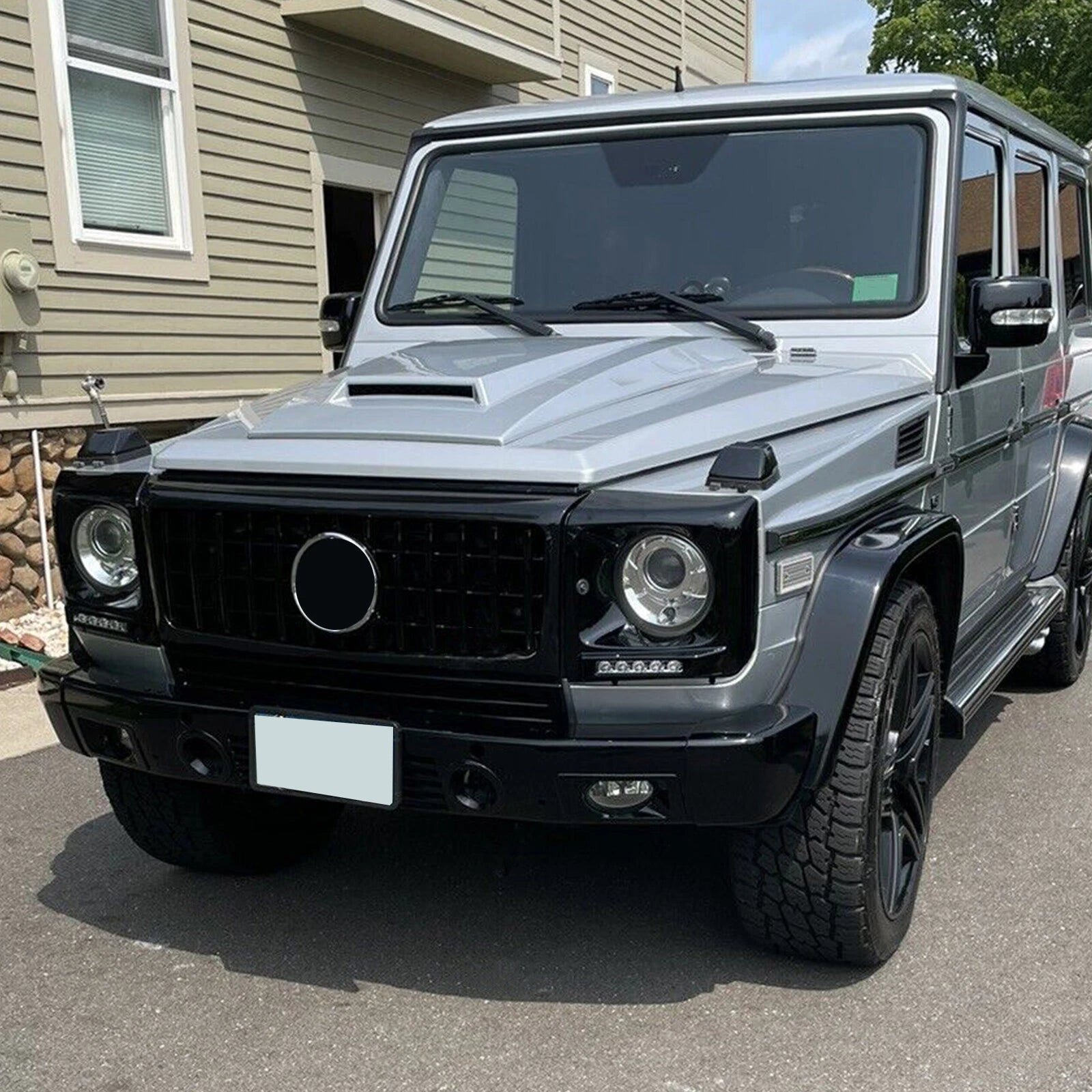 Black Headlight Bezel w/ LED DRL - 1990-2018 Mercedes W463 G63 Wagon G500