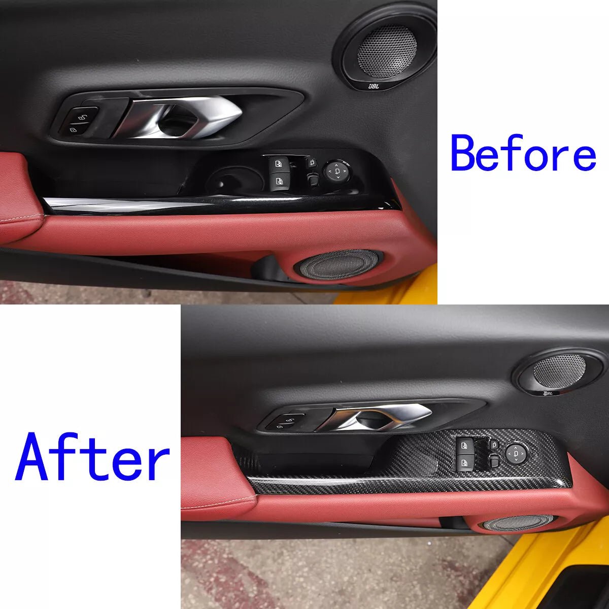 Carbon Fiber Interior Window Lift Panel Trim - Toyota GR Supra 2019-2023