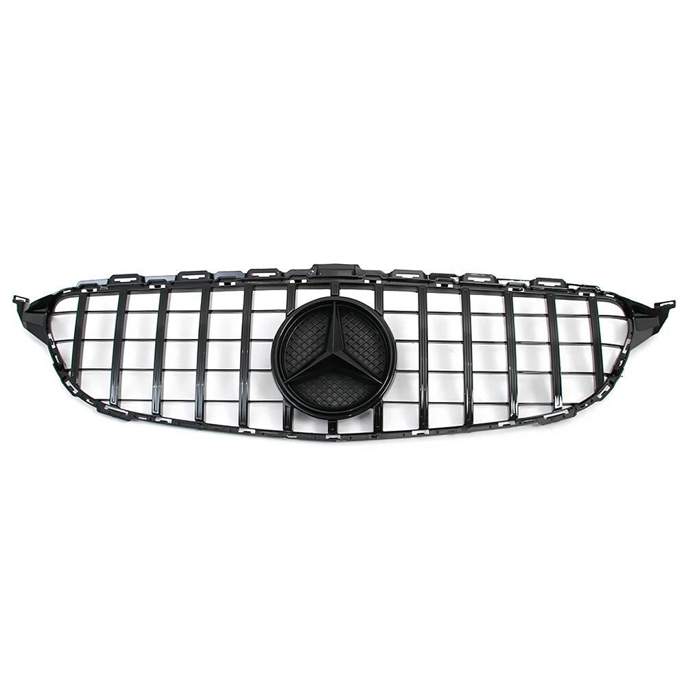 Gloss Black GT Style Front Grille W/ Emblem For Mercedes Benz W205 2015-2018 C-Class C300