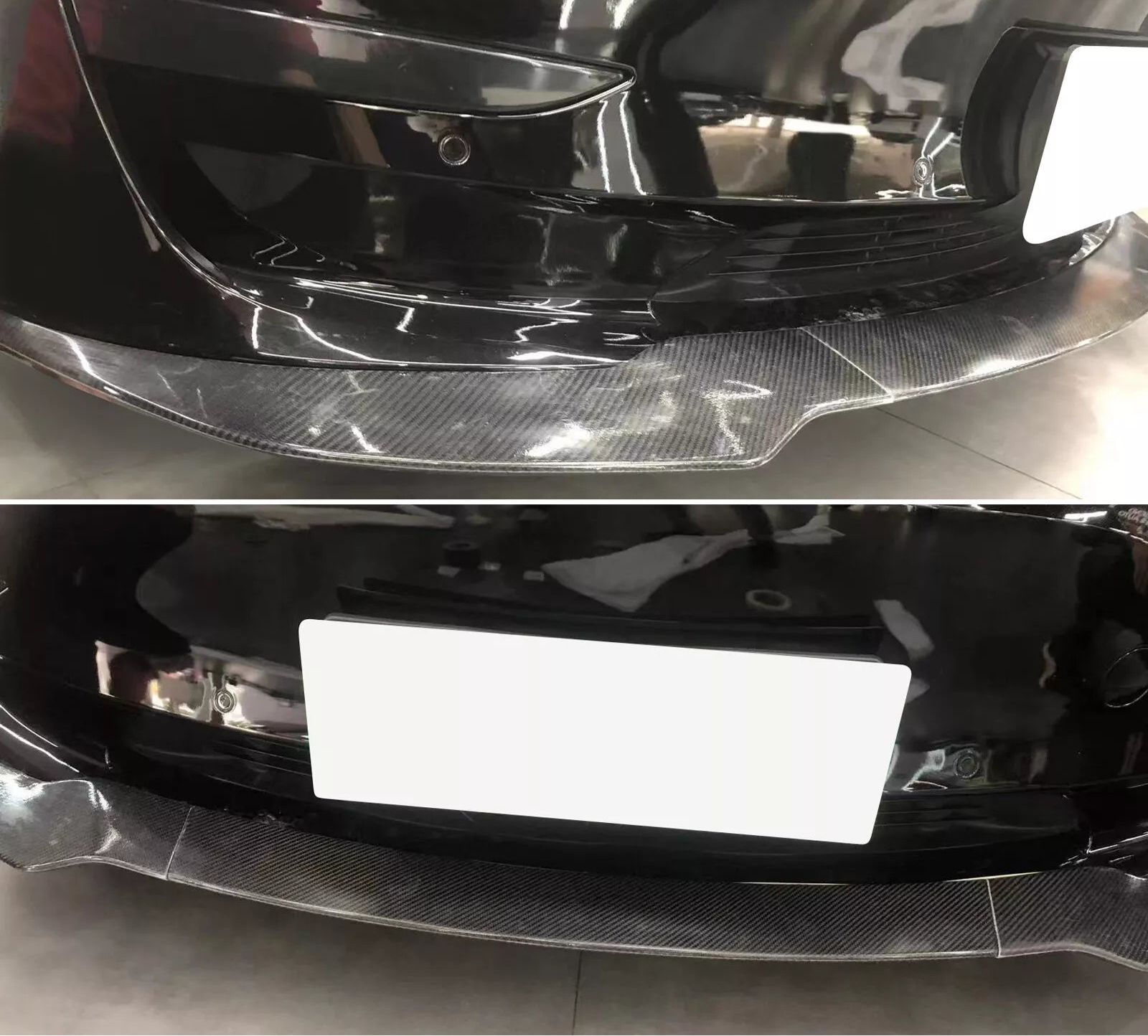 Carbon Fiber Front Lip (3pc) - 17-23 Tesla Model 3 Track Pack