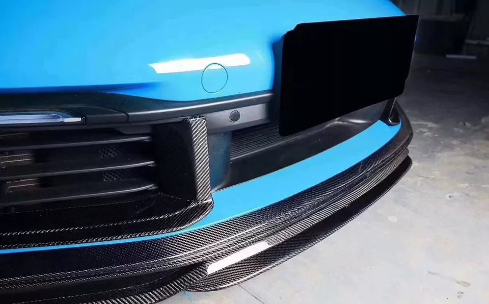 T style Carbon Fiber Front Lip Splitter - Porsche 992 911 Carrera