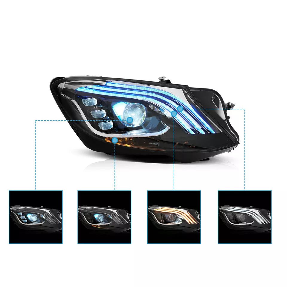 2018+ OEM Style Full LED Head Lights - 2014-17 Mercedes Benz S Class