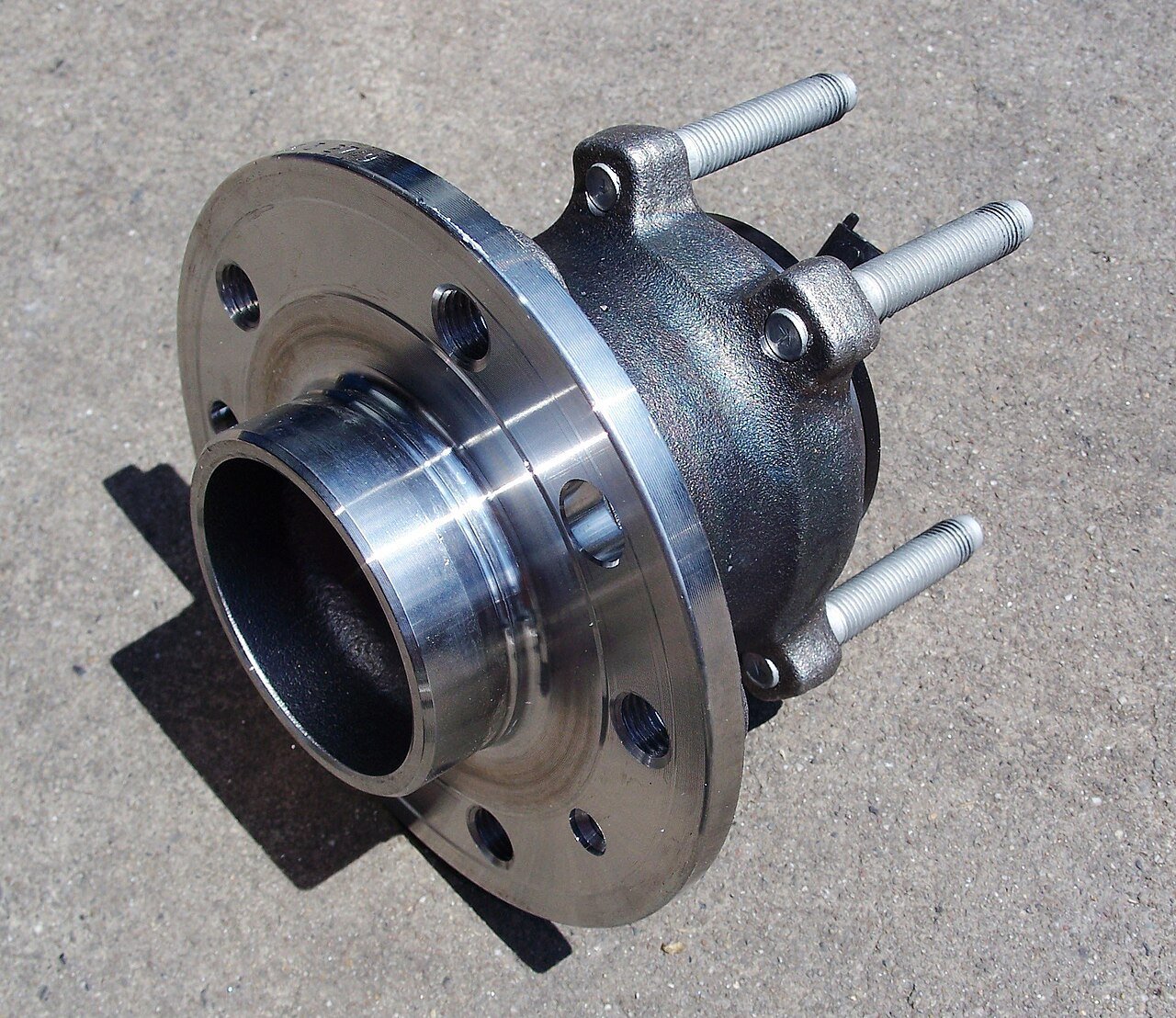 Real photograph of a vehicle wheel hub assembly