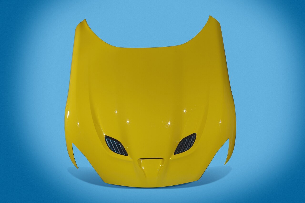 Real photograph of an SRT Viper carbon composite hood assembly