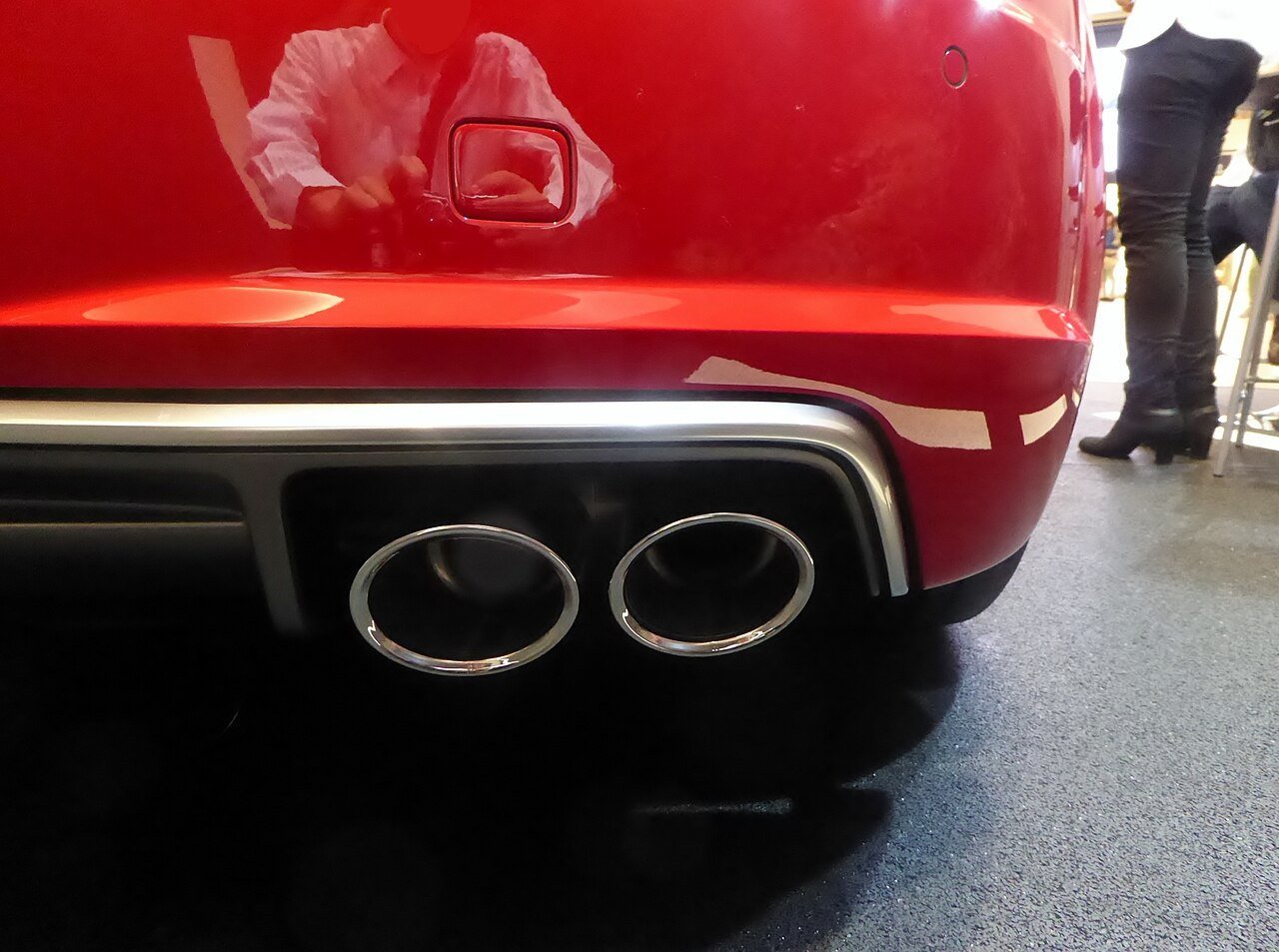 Real photograph of twin exhaust outlets on an Audi TTS